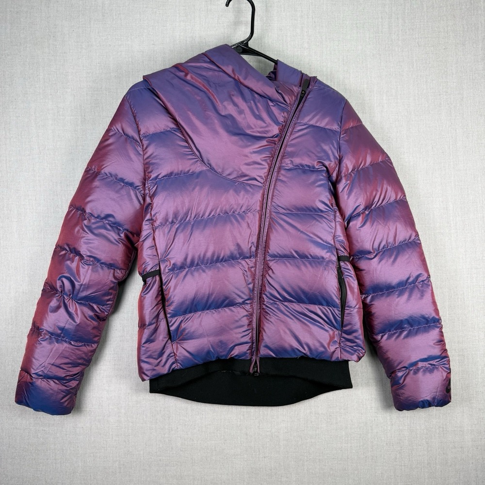 Nike Jacket Women's XS Iridescent Asymmetrical Down Puffer Purple Gorpcore